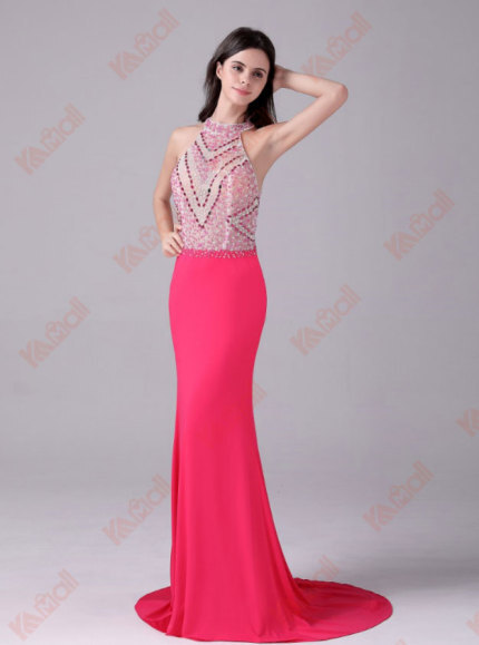 elegant peach blossom evening dress